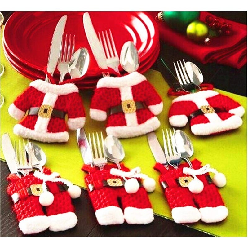 MSQ Christmas Decorations Table Decorations 4pcs Christmas Knife and Fork Covers Red Christmas Snowman Pants Xmas Party Dinner Novelty Decorations Best for Thanksgiving Day/Christmas - Image 1